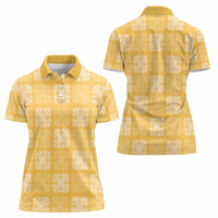 Yellow Palaka Quilt Hawaii Women Polo Shirt Traditional Hawaii-plaid Pattern - Polynesian Pride