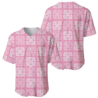 Pink Palaka Quilt Hawaii Baseball Jersey Traditional Hawaii-plaid Pattern - Polynesian Pride