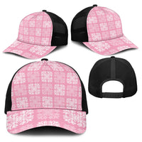 Pink Palaka Quilt Hawaii Baseball Net Cap Traditional Hawaii-plaid Pattern - Polynesian Pride