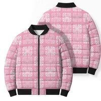 Pink Palaka Quilt Hawaii Bomber Puffer Jacket Traditional Hawaii-plaid Pattern - Polynesian Pride