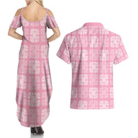 Pink Palaka Quilt Hawaii Couples Matching Summer Maxi Dress and Hawaiian Shirt Traditional Hawaii-plaid Pattern - Polynesian Pride