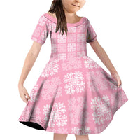 Pink Palaka Quilt Hawaii Family Matching Off Shoulder Short Dress and Hawaiian Shirt Traditional Hawaii-plaid Pattern - Polynesian Pride