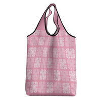Pink Palaka Quilt Hawaii Grocery Bag Traditional Hawaii-plaid Pattern - Polynesian Pride