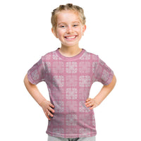 Pink Palaka Quilt Hawaii Kid T Shirt Traditional Hawaii-plaid Pattern - Polynesian Pride