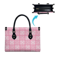Pink Palaka Quilt Hawaii Leather Bag Traditional Hawaii-plaid Pattern - Polynesian Pride