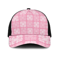Pink Palaka Quilt Hawaii Mesh Trucker Cap Traditional Hawaii-plaid Pattern - Polynesian Pride