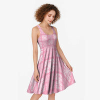 Pink Palaka Quilt Hawaii Midi Dress Traditional Hawaii-plaid Pattern - Polynesian Pride