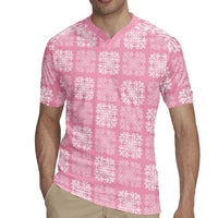 Pink Palaka Quilt Hawaii Rugby Jersey Traditional Hawaii-plaid Pattern - Polynesian Pride