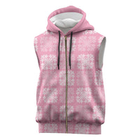 Pink Palaka Quilt Hawaii Sleeveless Zip Hoodie Traditional Hawaii-plaid Pattern LT14 Pink - Polynesian Pride