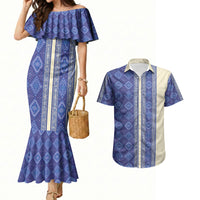 Mabuhay Philippines Festival Couples Matching Mermaid Dress and Hawaiian Shirt Yakan Modern Filipiniana Inspired LT14 Blue - Polynesian Pride