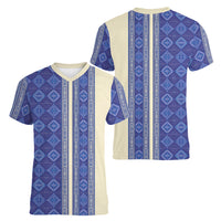 Mabuhay Philippines Festival Women V-Neck T-Shirt Yakan Modern Filipiniana Inspired LT14 - Polynesian Pride