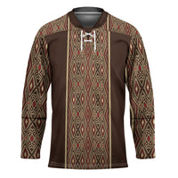 Mabuhay Philippines Festival Hockey Jersey Tnalak Modern Filipiniana Inspired LT14 Unisex Brown - Polynesian Pride