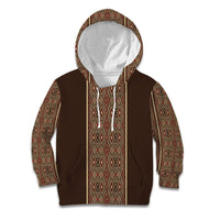 Mabuhay Philippines Festival Kid Hoodie Tnalak Modern Filipiniana Inspired LT14 Hoodie Brown - Polynesian Pride