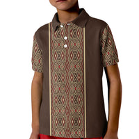 Mabuhay Philippines Festival Kid Polo Shirt Tnalak Modern Filipiniana Inspired LT14 Kid Brown - Polynesian Pride