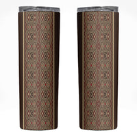 Mabuhay Philippines Festival Skinny Tumbler Tnalak Modern Filipiniana Inspired LT14 Brown - Polynesian Pride