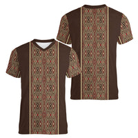 Mabuhay Philippines Festival Women V-Neck T-Shirt Tnalak Modern Filipiniana Inspired LT14 - Polynesian Pride