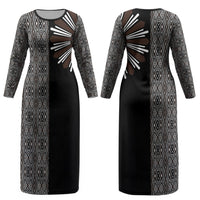 Mabuhay Philippines Festival Couples Matching Long Sleeve Bodycon Dress and Long Sleeve Button Shirt Araw Tnalak Modern Filipiniana Inspired LT14 - Polynesian Pride
