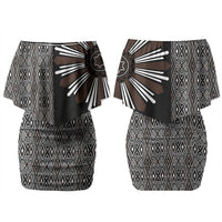 Mabuhay Philippines Festival Couples Matching Off Shoulder Short Dress and Long Sleeve Button Shirt Araw Tnalak Modern Filipiniana Inspired LT14 - Polynesian Pride