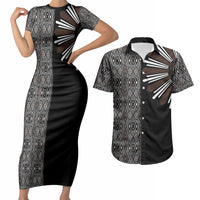 Mabuhay Philippines Festival Couples Matching Short Sleeve Bodycon Dress and Hawaiian Shirt Araw Tnalak Modern Filipiniana Inspired LT14 Black - Polynesian Pride