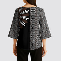 Mabuhay Philippines Festival Kimono Sleeve Blouse Araw Tnalak Modern Filipiniana Inspired LT14 - Polynesian Pride