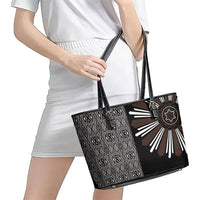 Mabuhay Philippines Festival Leather Tote Bag Araw Tnalak Modern Filipiniana Inspired LT14 - Polynesian Pride