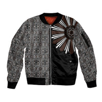 Mabuhay Philippines Festival Sleeve Zip Bomber Jacket Araw Tnalak Modern Filipiniana Inspired LT14 Unisex Black - Polynesian Pride