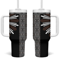 Mabuhay Philippines Festival Tumbler With Handle Araw Tnalak Modern Filipiniana Inspired LT14 One Size: 40 oz Black - Polynesian Pride