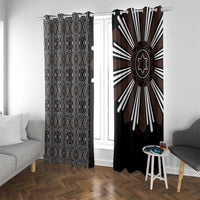 Mabuhay Philippines Festival Window Curtain Araw Tnalak Modern Filipiniana Inspired LT14 With Grommets Black - Polynesian Pride