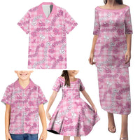 Alaka Aloha Hawaii Family Matching Puletasi and Hawaiian Shirt Plumeria Lei With Palaka Motif - Polynesian Pride