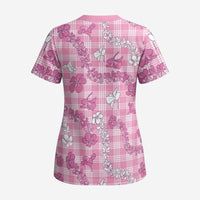 Alaka Aloha Hawaii Scrub Top Plumeria Lei With Palaka Motif LT14 - Polynesian Pride
