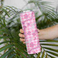 Alaka Aloha Hawaii Skinny Tumbler Plumeria Lei With Palaka Motif - Polynesian Pride