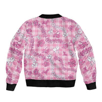 Alaka Aloha Hawaii Sleeve Zip Bomber Jacket Plumeria Lei With Palaka Motif - Polynesian Pride