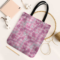 Alaka Aloha Hawaii Tote Bag Plumeria Lei With Palaka Motif LT14 Black Strap One Size Pink - Polynesian Pride