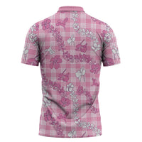 Alaka Aloha Hawaii Zipper Polo Shirt Plumeria Lei With Palaka Motif - Polynesian Pride