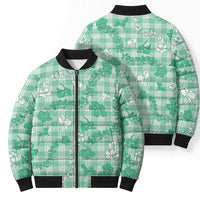 Omaomao Aloha Hawaii Bomber Puffer Jacket Plumeria Lei With Palaka Motif - Polynesian Pride