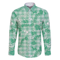 Omaomao Aloha Hawaii Family Matching Short Sleeve Bodycon Dress and Hawaiian Shirt Plumeria Lei With Palaka Motif - Polynesian Pride