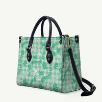 Omaomao Aloha Hawaii Leather Bag Plumeria Lei With Palaka Motif LT14 Green - Polynesian Pride