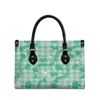 Omaomao Aloha Hawaii Leather Bag Plumeria Lei With Palaka Motif LT14 - Polynesian Pride