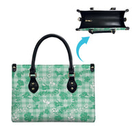 Omaomao Aloha Hawaii Leather Bag Plumeria Lei With Palaka Motif LT14 - Polynesian Pride