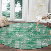 Omaomao Aloha Hawaii Round Carpet Plumeria Lei With Palaka Motif - Polynesian Pride