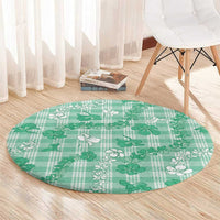 Omaomao Aloha Hawaii Round Carpet Plumeria Lei With Palaka Motif - Polynesian Pride