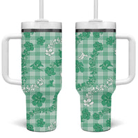 Omaomao Aloha Hawaii Tumbler With Handle Plumeria Lei With Palaka Motif - Polynesian Pride