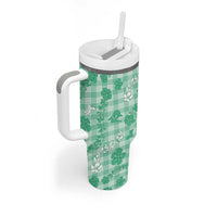 Omaomao Aloha Hawaii Tumbler With Handle Plumeria Lei With Palaka Motif - Polynesian Pride