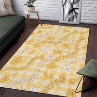 Melemele Aloha Hawaii Area Rug Plumeria Lei With Palaka Motif LT14 Yellow - Polynesian Pride
