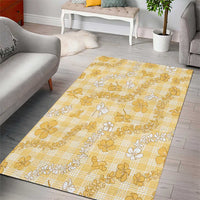 Melemele Aloha Hawaii Area Rug Plumeria Lei With Palaka Motif LT14 - Polynesian Pride