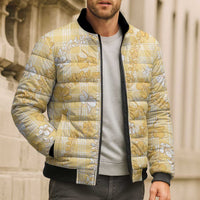 Melemele Aloha Hawaii Bomber Puffer Jacket Plumeria Lei With Palaka Motif - Polynesian Pride