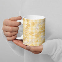 Melemele Aloha Hawaii Ceramic Mug Plumeria Lei With Palaka Motif - Polynesian Pride