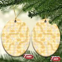 Melemele Aloha Hawaii Ceramic Ornament Plumeria Lei With Palaka Motif - Polynesian Pride