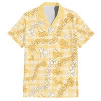 Melemele Aloha Hawaii Family Matching Short Sleeve Bodycon Dress and Hawaiian Shirt Plumeria Lei With Palaka Motif - Polynesian Pride