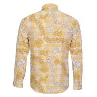 Melemele Aloha Hawaii Family Matching Short Sleeve Bodycon Dress and Hawaiian Shirt Plumeria Lei With Palaka Motif - Polynesian Pride